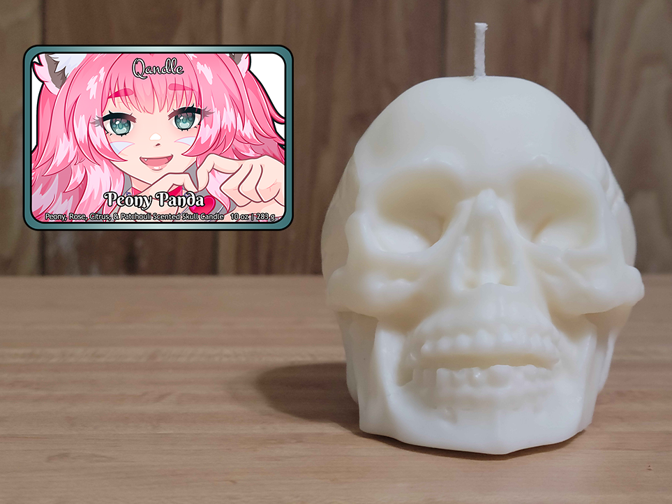 Peony Panda Skull Candle