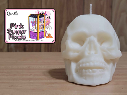 Pink Sugar Pixels Skull Candle