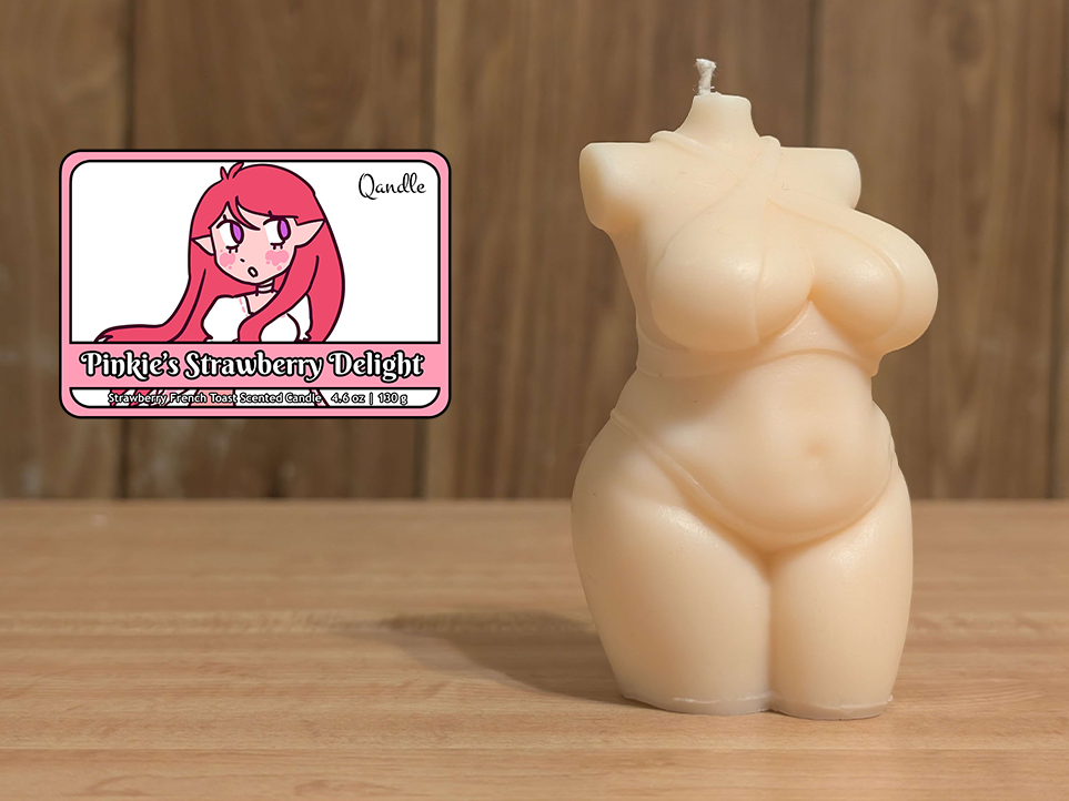 Pinkie's Strawberry Delight Curvy Body Candle