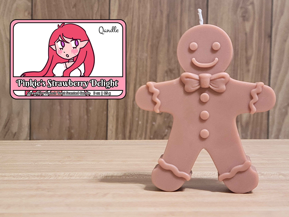 Pinkie's Strawberry Delight Gingerbread Man Candle