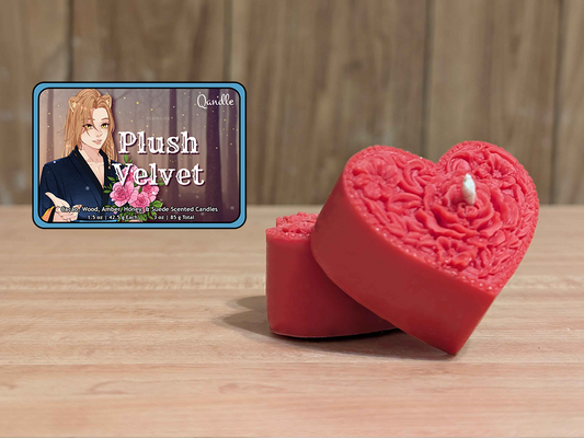 Plush Velvet Heart Candles