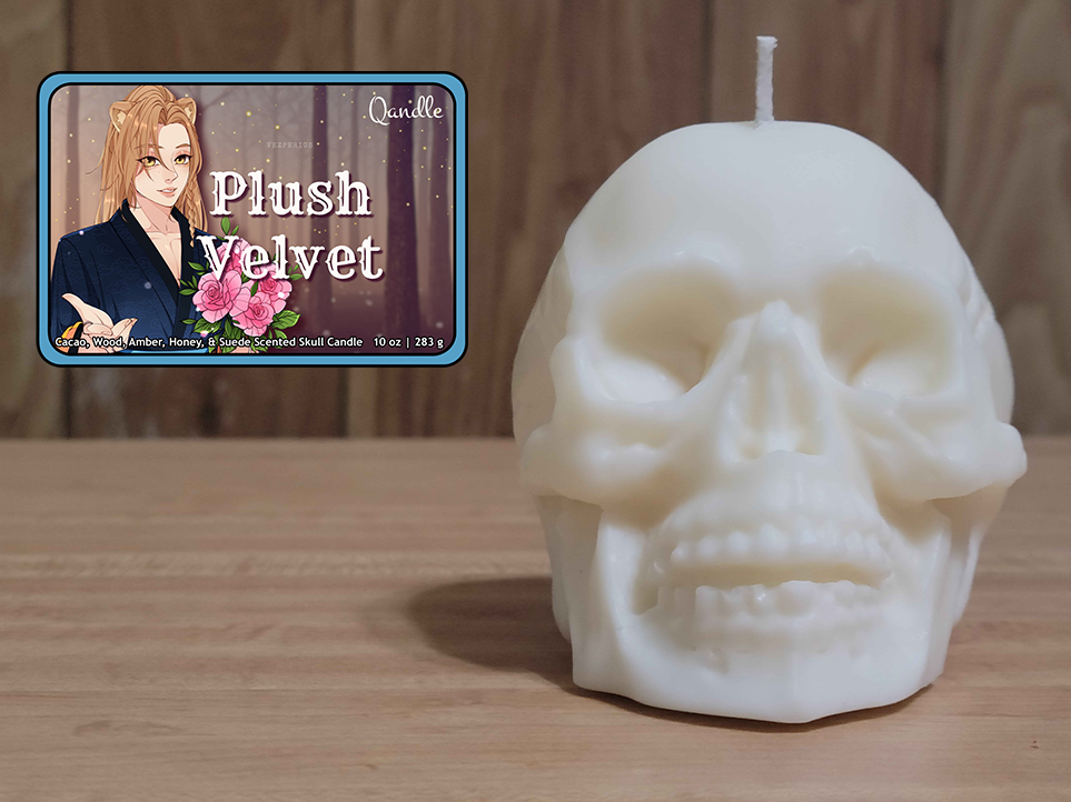 Plush Velvet Skull Candle