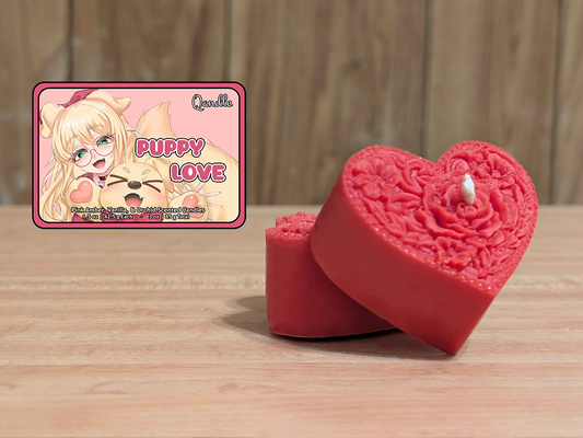 Puppy Love Heart Candles