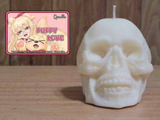 Puppy Love Skull Candle