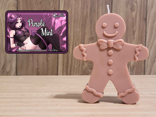 Purple Mint Gingerbread Man Candle