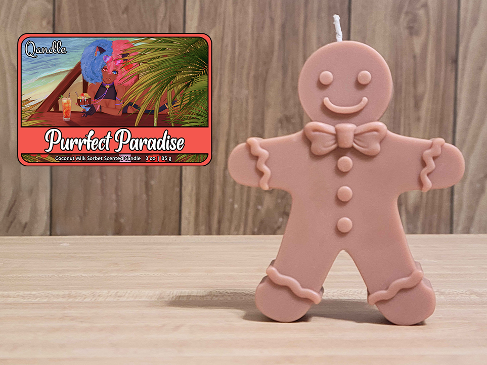 Purrfect Paradise Gingerbread Man Candle