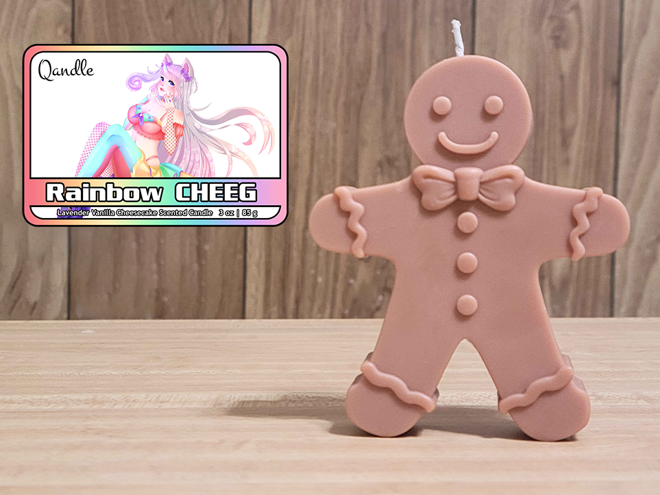 Rainbow CHEEG Gingerbread Man Candle