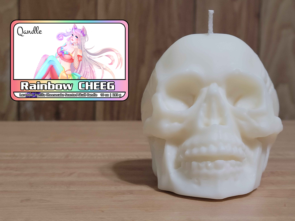 Rainbow CHEEG Skull Candle