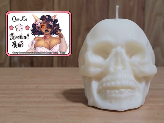 Rosebud Latte Skull Candle