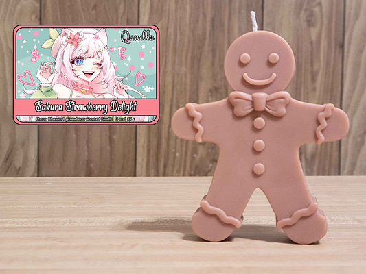 Sakura Strawberry Delight Gingerbread Man Candle