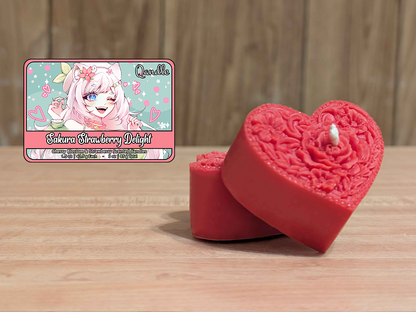 Sakura Strawberry Delight Heart Candles