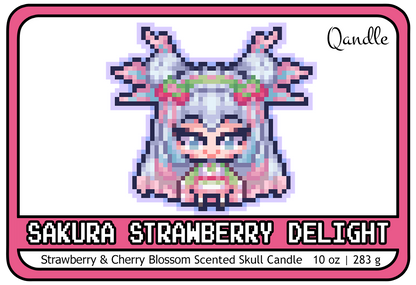 Sakura Strawberry Delight Skull Candle