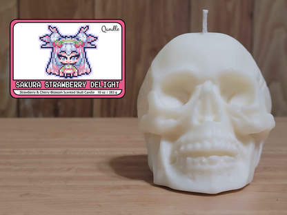 Sakura Strawberry Delight Skull Candle