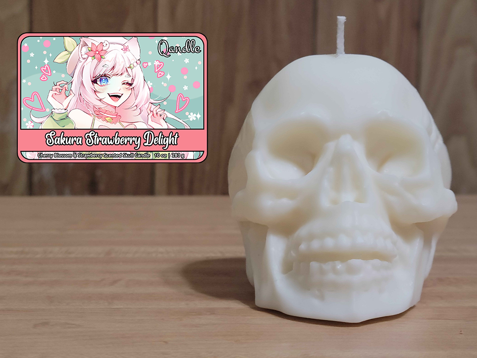 Sakura Strawberry Delight Skull Candle