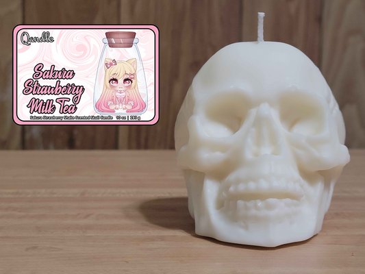 Sakura Strawberry Milk Tea Skull Candle