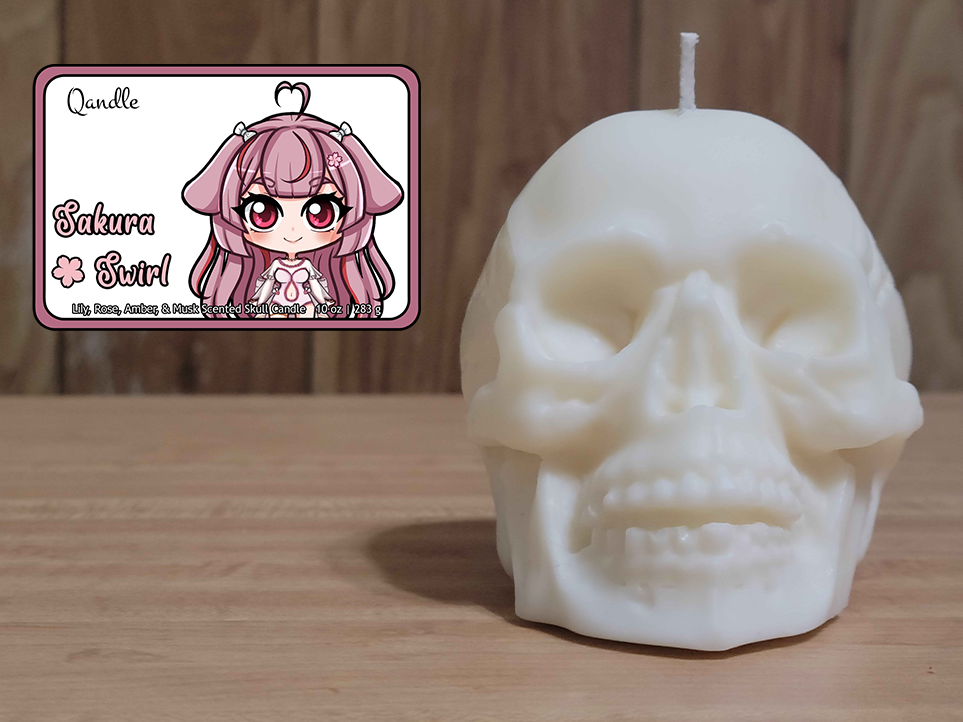 Sakura Swirl Skull Candle