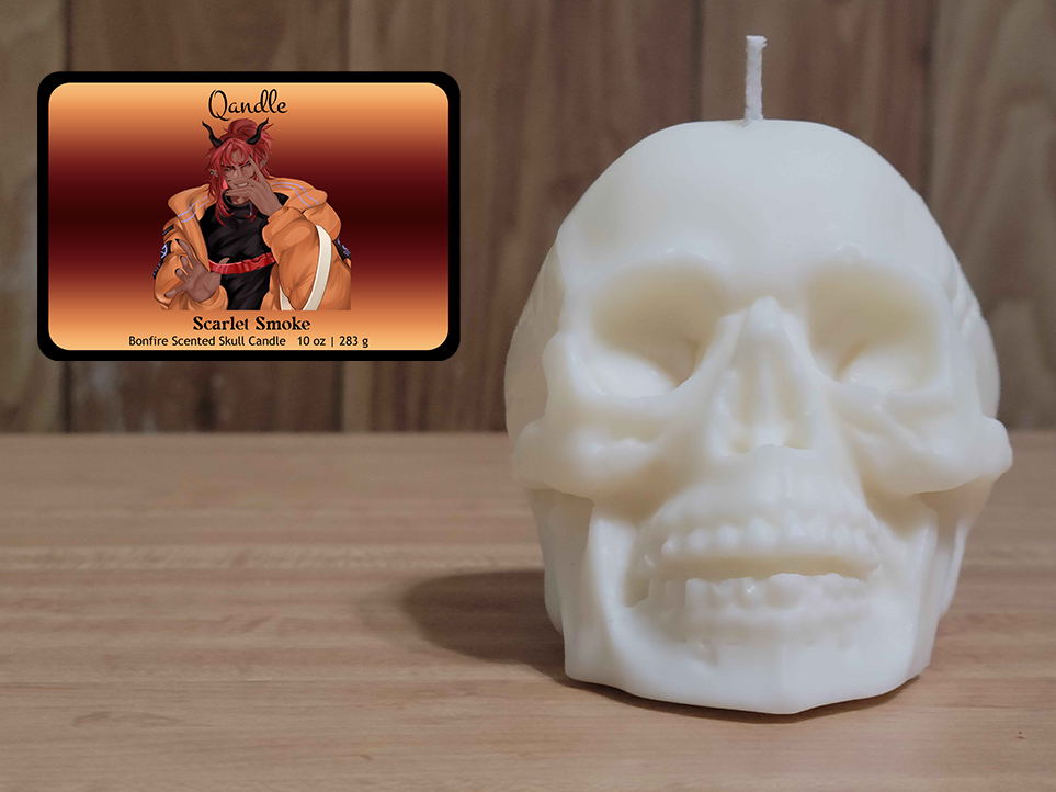 Scarlet Smoke Skull Candle