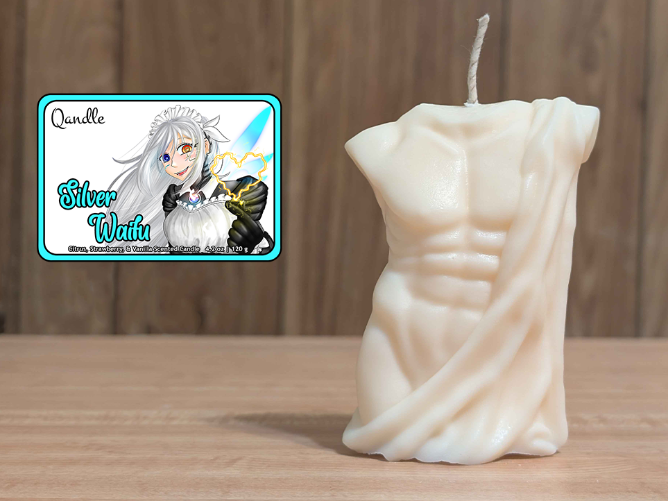 Silver Waifu Masculine Body Candle