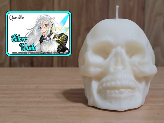 Silver Waifu Skull Candle