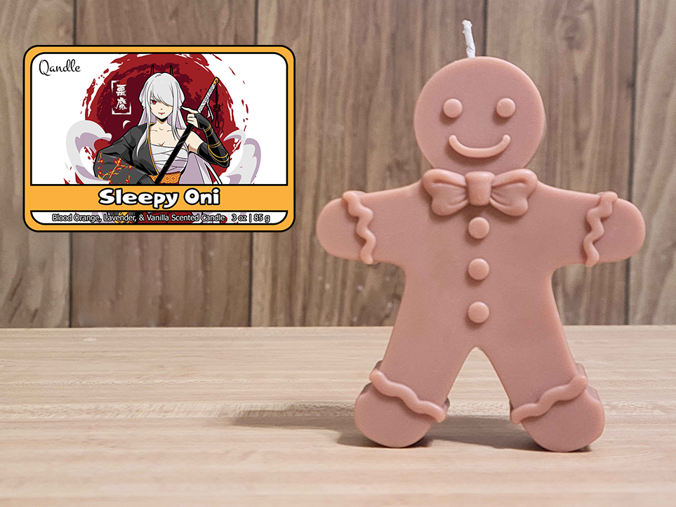 Sleepy Oni Gingerbread Man Candle