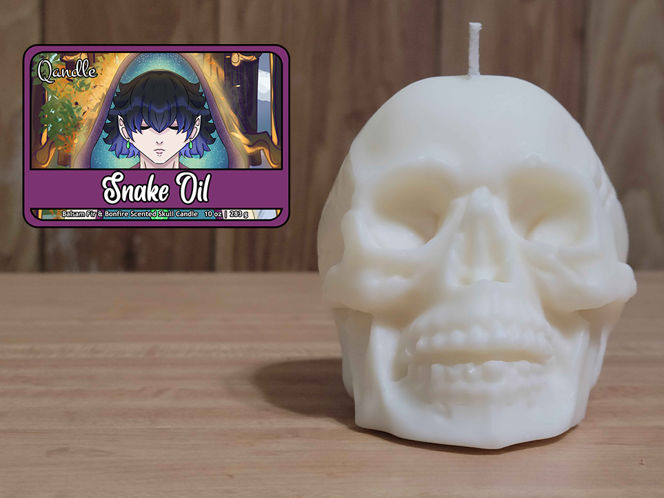 Snake Oil Skull Candle