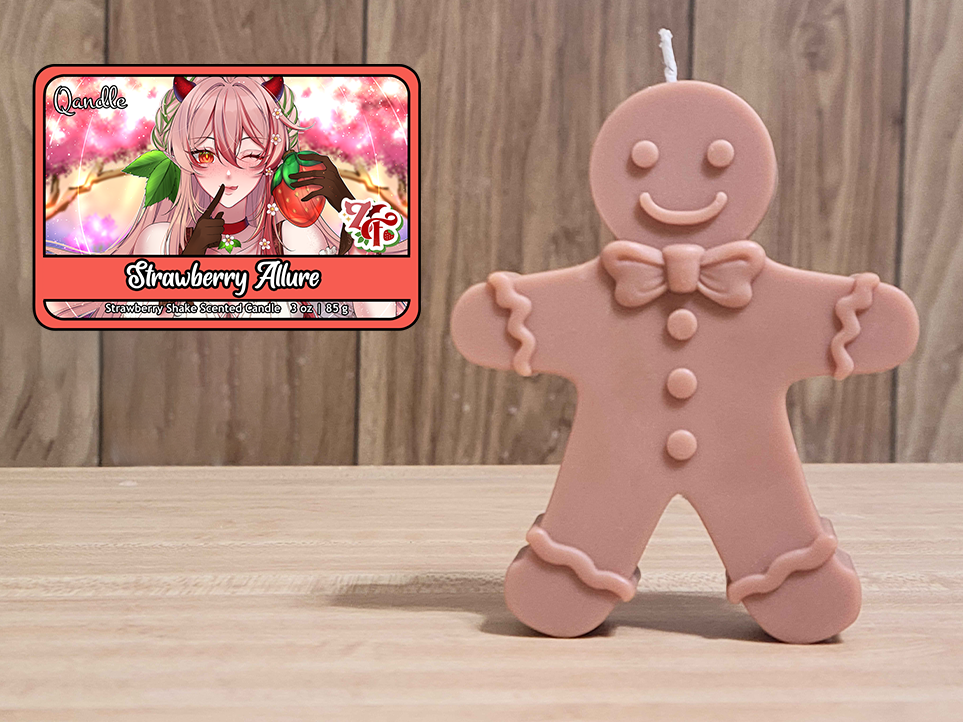 Strawberry Allure Gingerbread Man Candle