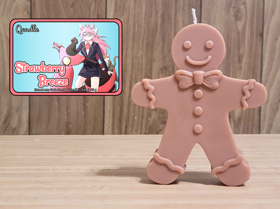 Strawberry Breeze Gingerbread Man Candle