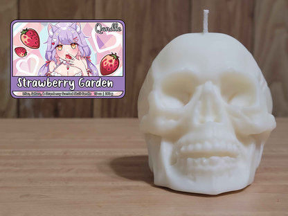 Strawberry Garden Skull Candle