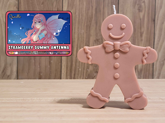 Strawberry Gummy Antenna Gingerbread Man Candle