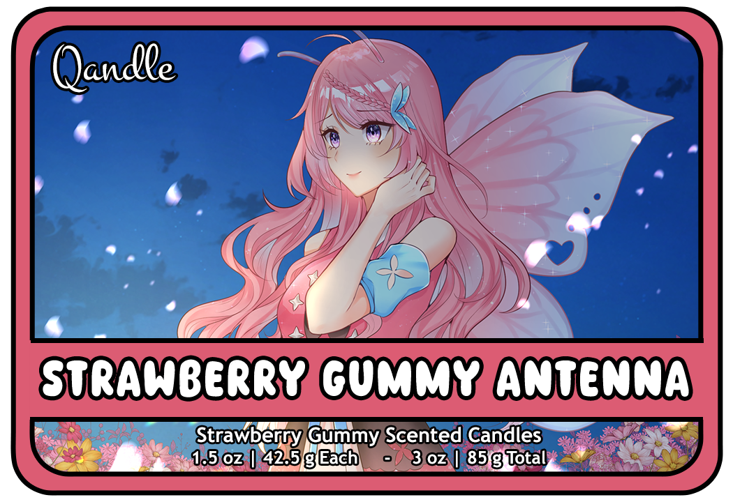 Strawberry Gummy Antenna Heart Candles