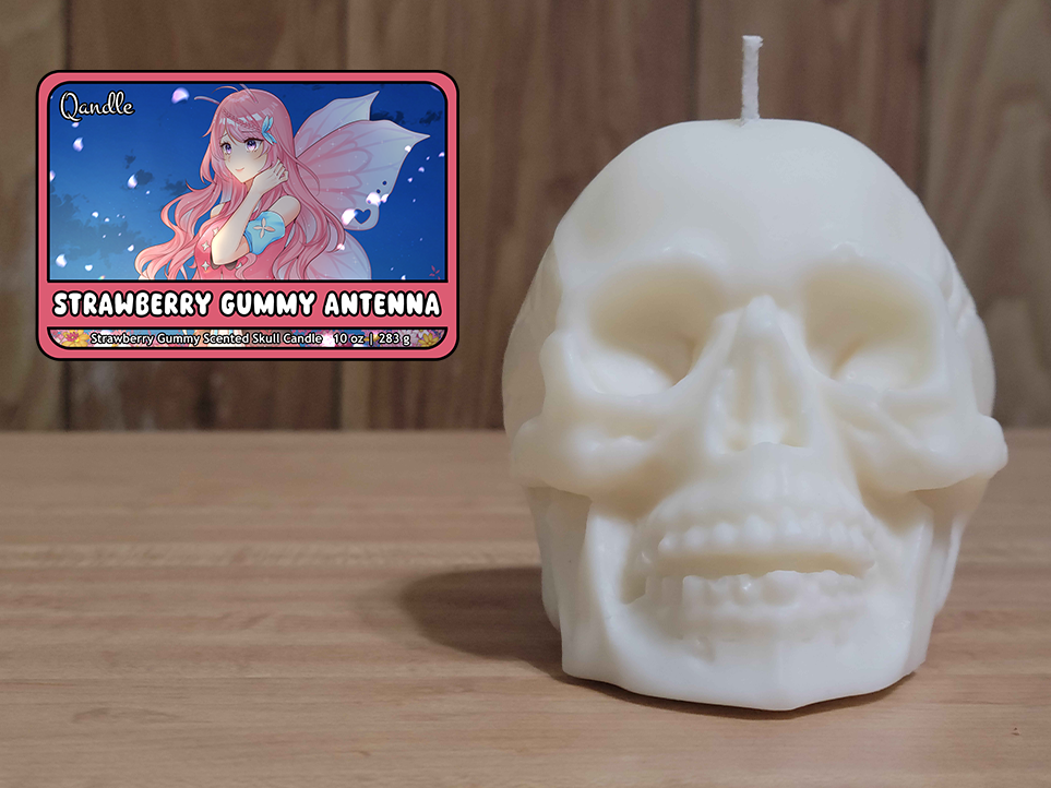 Strawberry Gummy Antenna Skull Candle