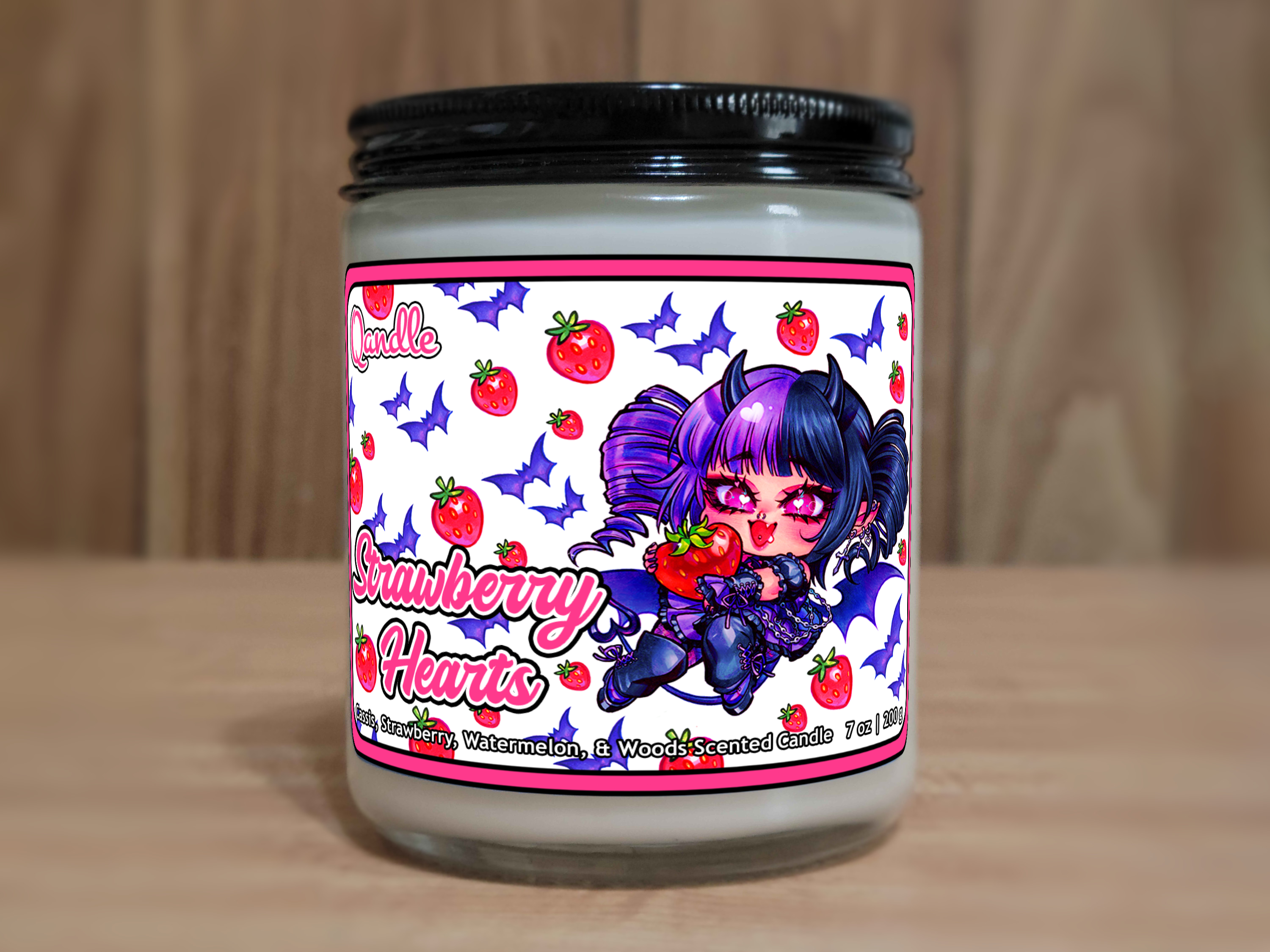 Strawberry Hearts Candle