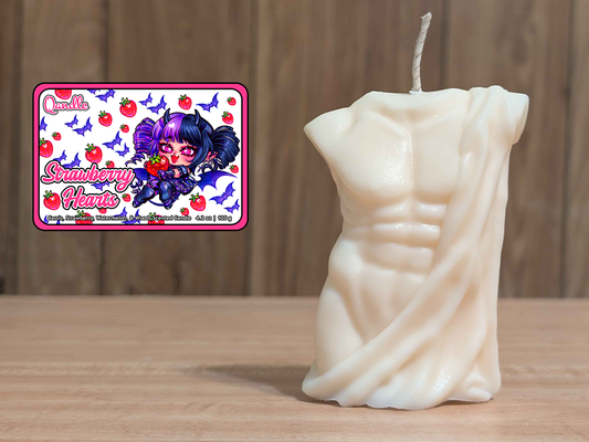 Strawberry Hearts Masculine Body Candle