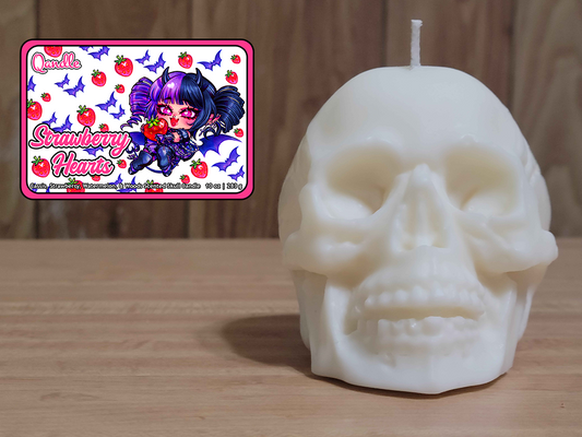 Strawberry Hearts Skull Candle