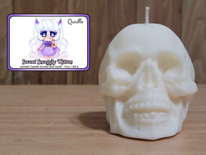 Sweet Snuggly Kitten Skull Candle