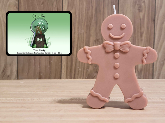 Tea Party Gingerbread Man Candle