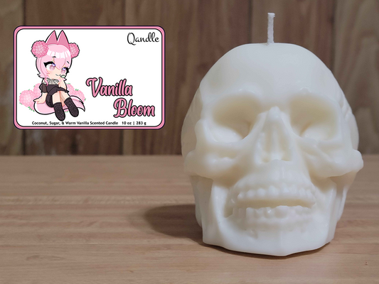 Vanilla Bloom Skull Candle