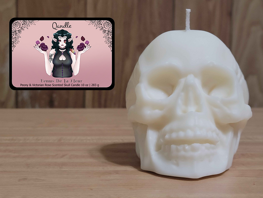 Venus De La Fleur Skull Candle