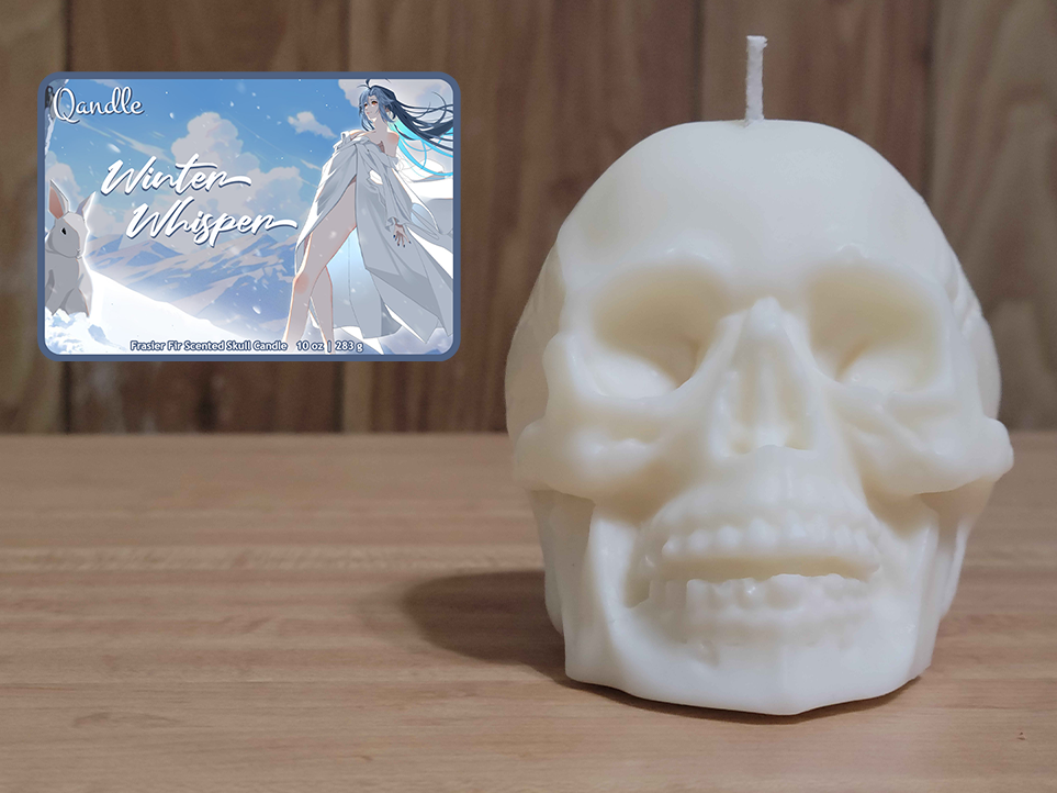 Winter Whisper Skull Candle