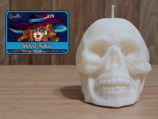 Witchful Thinking Skull Candle